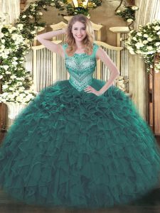 Adorable Sleeveless Beading and Ruffles Lace Up Quinceanera Dresses