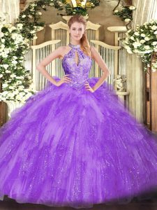 Designer Organza Sleeveless Floor Length Sweet 16 Quinceanera Dress and Beading