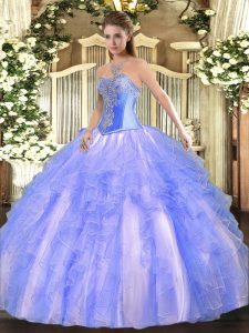 Delicate Floor Length Blue Sweet 16 Dresses Sweetheart Sleeveless Lace Up