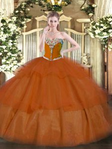 Wonderful Sleeveless Lace Up Floor Length Beading and Ruffled Layers Quinceanera Dresses