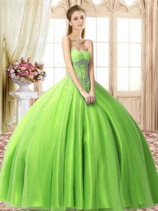 Top Selling Lace Up Sweetheart Beading Party Dress Tulle Sleeveless