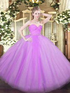 Noble Sleeveless Zipper Floor Length Beading and Lace Ball Gown Prom Dress