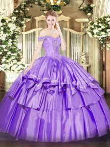 Excellent Organza and Taffeta Sleeveless Floor Length Quinceanera Gown and Beading and Ruffled Layers