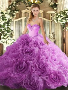 Custom Design Sleeveless Lace Up Floor Length Beading Quince Ball Gowns