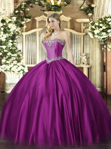 Fantastic Floor Length Ball Gowns Sleeveless Fuchsia Quinceanera Dresses Lace Up