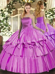 Sophisticated Sleeveless Lace Up Floor Length Ruffled Layers 15 Quinceanera Dress