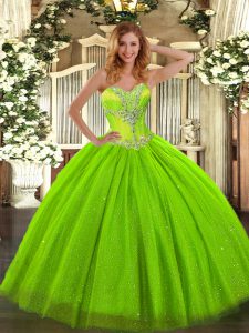 New Style Sweetheart Sleeveless Party Dress Wholesale Floor Length Beading Tulle and Sequined