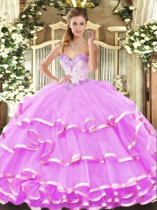 Elegant Floor Length Ball Gowns Sleeveless Lilac Ball Gown Prom Dress Lace Up