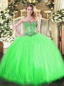 Stunning Sleeveless Beading Floor Length Ball Gown Prom Dress