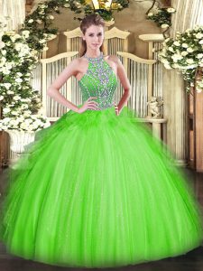 Free and Easy Sleeveless Lace Up Floor Length Beading and Ruffles Sweet 16 Dresses