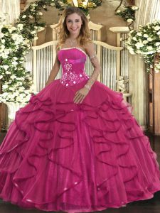 Luxury Sleeveless Zipper Floor Length Beading and Ruffles Sweet 16 Quinceanera Dress