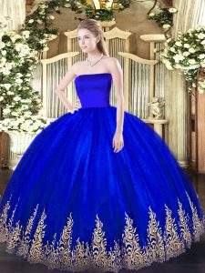 Best Selling Floor Length Ball Gowns Sleeveless Blue Sweet 16 Dresses Zipper