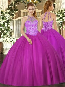 Dramatic Sleeveless Beading Lace Up Quinceanera Gown