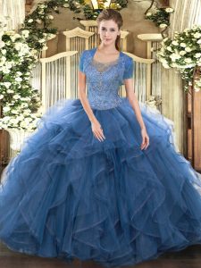 Sleeveless Beading and Ruffled Layers Clasp Handle Quinceanera Dresses