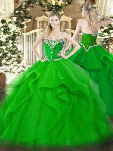 Excellent Tulle Sleeveless Floor Length 15th Birthday Dress and Beading and Ruffles