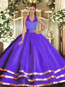 Shining Sleeveless Ruffled Layers Lace Up Quinceanera Gown