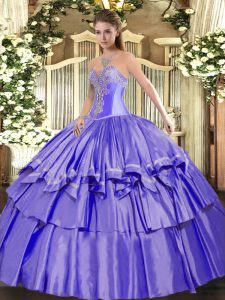 Floor Length Ball Gowns Sleeveless Lavender Sweet 16 Dress Lace Up