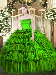 Gorgeous Sleeveless Organza Zipper Quinceanera Dress for Military Ball and Sweet 16 and Quinceanera