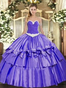 Sleeveless Appliques and Ruffled Layers Lace Up 15th Birthday Dress