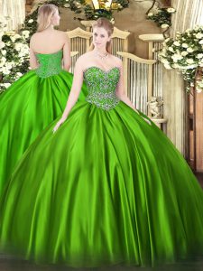 Sleeveless Satin Lace Up Ball Gown Prom Dress for Military Ball and Sweet 16 and Quinceanera