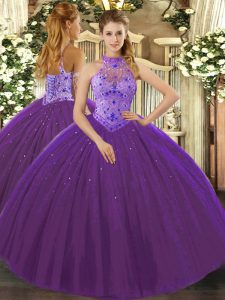 Comfortable Sleeveless Lace Up Floor Length Beading and Appliques and Embroidery Quinceanera Dress