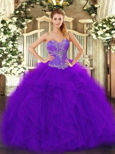 Tulle Sleeveless Floor Length Party Dress Wholesale and Beading and Ruffles