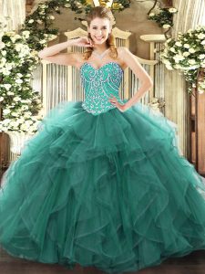 Ball Gowns Quinceanera Gowns Turquoise Sweetheart Tulle Sleeveless Floor Length Lace Up