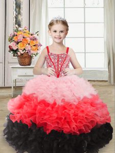 Multi-color Straps Lace Up Beading and Ruffles Custom Made Pageant Dress Sleeveless