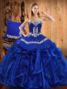 Organza Sleeveless Floor Length Teens Party Dress and Embroidery and Ruffles