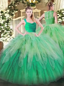 Floor Length Multi-color Ball Gown Prom Dress Straps Sleeveless Zipper