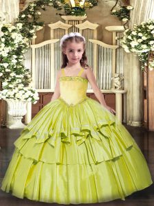 Sleeveless Appliques and Ruffled Layers Lace Up Pageant Dress for Teens