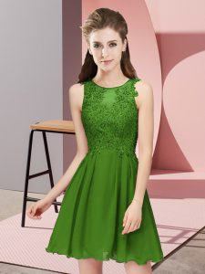 Green Zipper Dama Dress for Quinceanera Appliques Sleeveless Mini Length