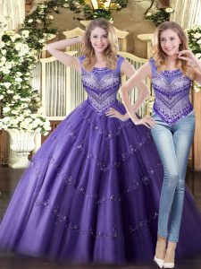 Vintage Sleeveless Beading Lace Up Quinceanera Gown