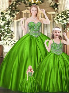 Traditional Tulle Sleeveless Floor Length Quinceanera Dresses and Beading