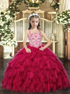 Luxurious Sleeveless Lace Up Floor Length Beading and Ruffled Layers Pageant Dress Womens