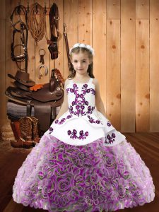 Adorable Sleeveless Floor Length Beading Lace Up Glitz Pageant Dress with Multi-color