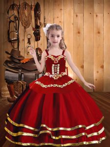 Latest Red Sleeveless Organza Lace Up Girls Pageant Dresses for Sweet 16 and Quinceanera