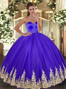 Simple Appliques Vestidos de Quinceanera Lavender Lace Up Sleeveless Floor Length