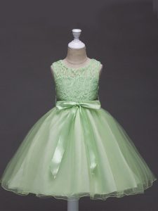 Hot Selling Yellow Green Sleeveless Tulle Zipper Glitz Pageant Dress for Wedding Party