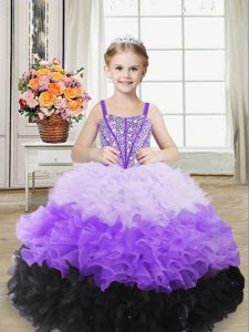 Admirable Multi-color Sleeveless Organza Lace Up Pageant Dress Wholesale for Sweet 16 and Quinceanera