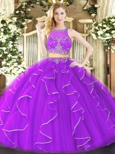 Admirable Organza Sleeveless Floor Length Quinceanera Gowns and Ruffles