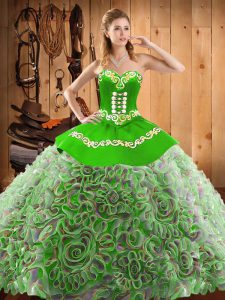 Best Selling Multi-color Quinceanera Dresses Military Ball and Sweet 16 and Quinceanera with Embroidery Sweetheart Sleeveless Sweep Train Lace Up