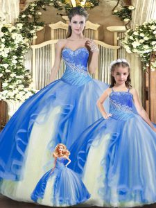 Inexpensive Sweetheart Sleeveless Lace Up Vestidos de Quinceanera Multi-color Tulle