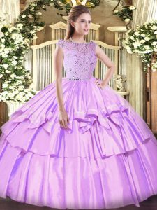 Deluxe Floor Length Ball Gowns Sleeveless Lavender Sweet 16 Quinceanera Dress Zipper