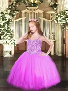 Lilac Sleeveless Tulle Lace Up Pageant Dress Wholesale for Party and Quinceanera
