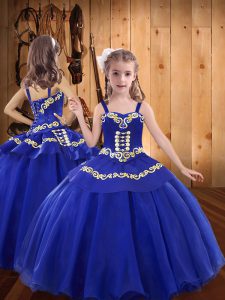 Fancy Organza Sleeveless Floor Length Little Girls Pageant Dress Wholesale and Embroidery