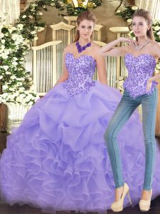 Fashion Floor Length Two Pieces Sleeveless Lavender Vestidos de Quinceanera Zipper
