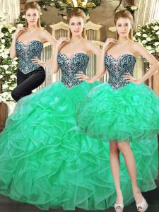Artistic Ball Gowns Sweet 16 Quinceanera Dress Turquoise Sweetheart Tulle Sleeveless Floor Length Lace Up
