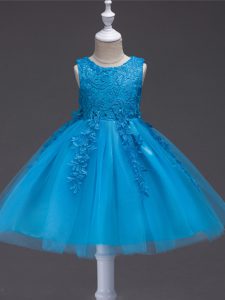 Scoop Sleeveless Zipper Pageant Dress Wholesale Teal Tulle