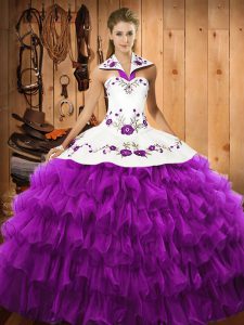 Best Selling Organza Sleeveless Floor Length Sweet 16 Quinceanera Dress and Embroidery and Ruffled Layers